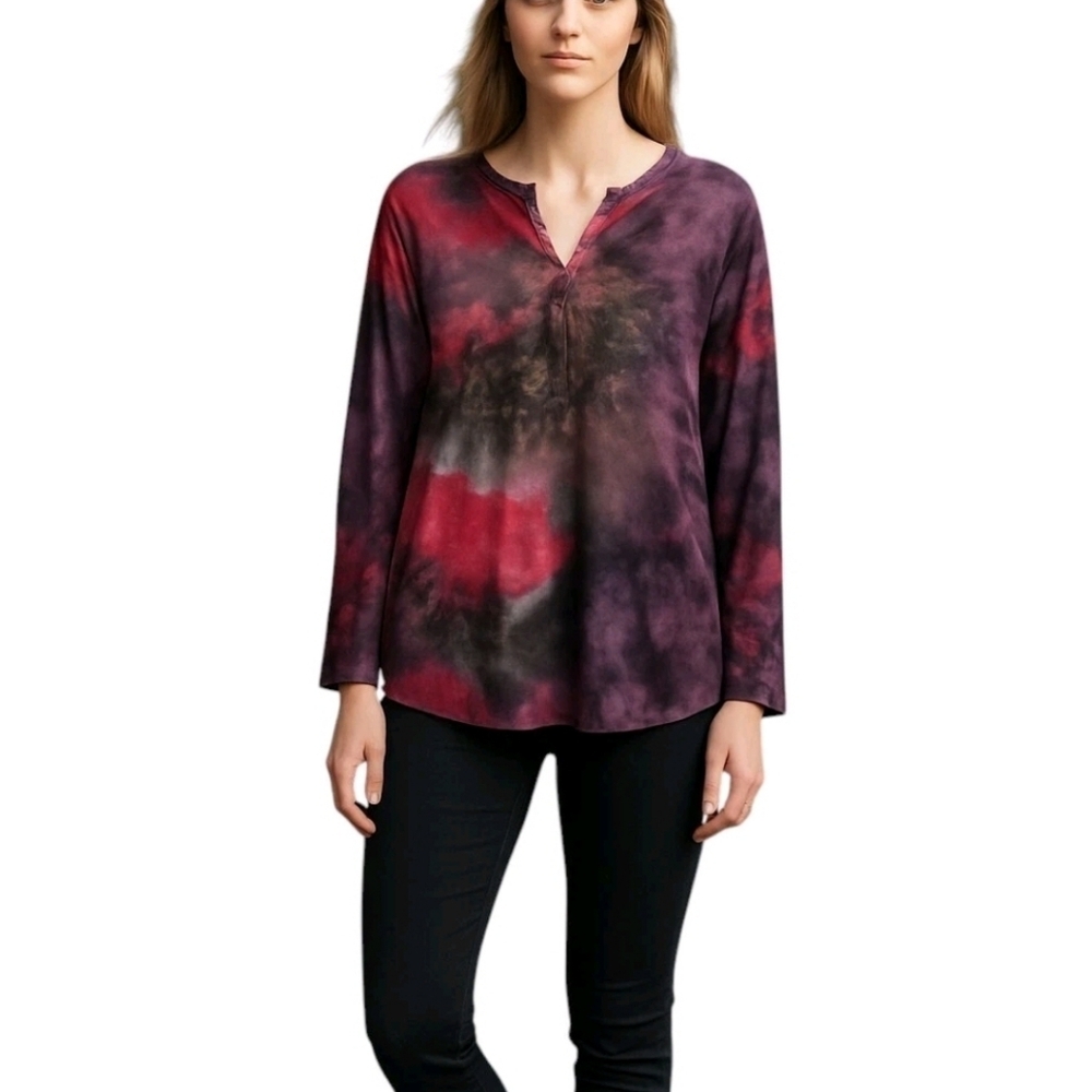 Blumin Purple Pink Tie Dye Soft Cozy Comfortable Athleisure Knit Top Size Large